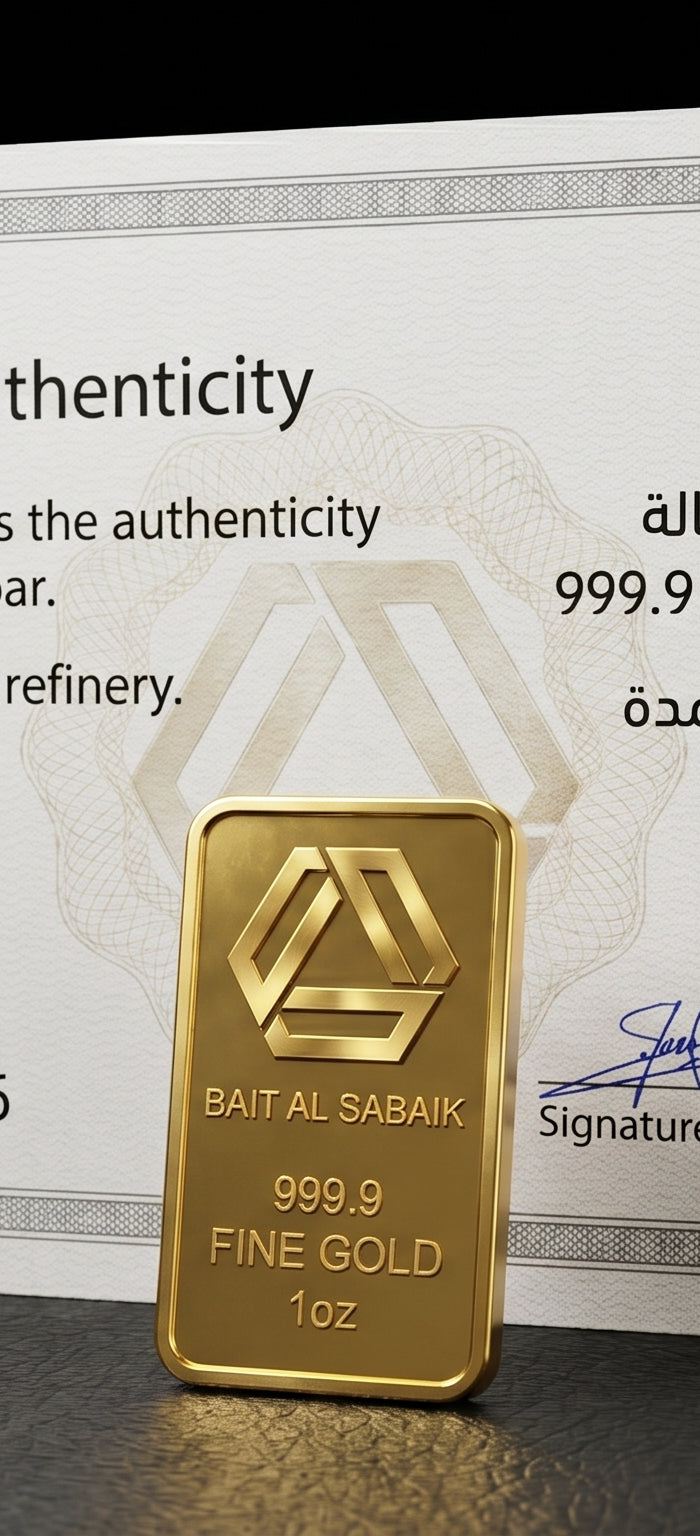 <h2>"تأتي كل سبيكة مع شهادة أصالة من مصفاة معترف بها، مع توصيل مؤمّن في جميع أنحاء المملكة."</h2><h4>⭐⭐⭐⭐⭐<br/></h4><h6><strong>التزامنا</strong><br/></h6>